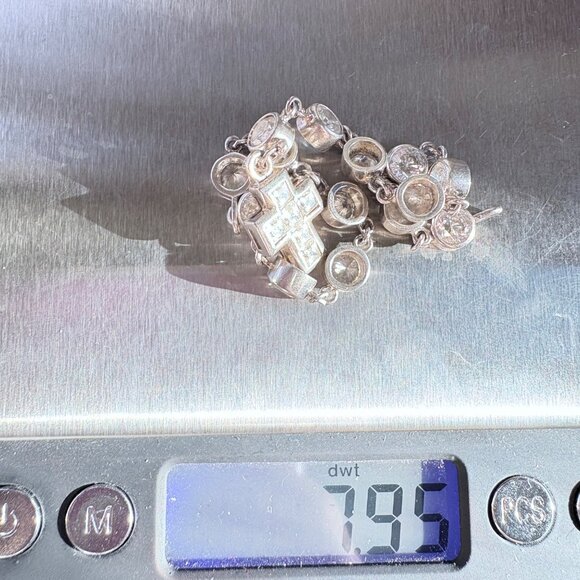 VTG Sterling Silver 925 Cubic Zirconia Cross Chain Bracelet Size 7" Length - Picture 13 of 13